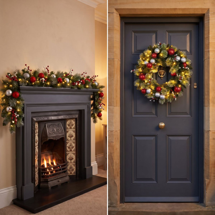 Christabelle 61cm Wreath with LED Lights 2.7m Christmas Garland with LED Light image 8