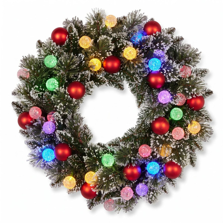 Christabelle Snowy Bristle Christmas 2pc Set 61cm Christmas Wreath and Garland with LED Lights Holiday Decor image 5