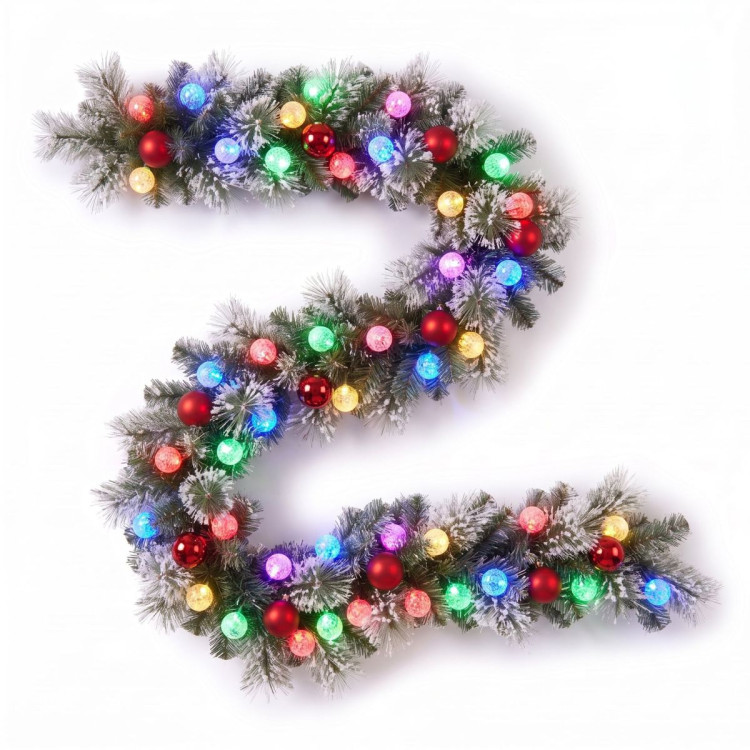 Christabelle Snowy Bristle Christmas 2pc Set 61cm Christmas Wreath and Garland with LED Lights Holiday Decor image 6