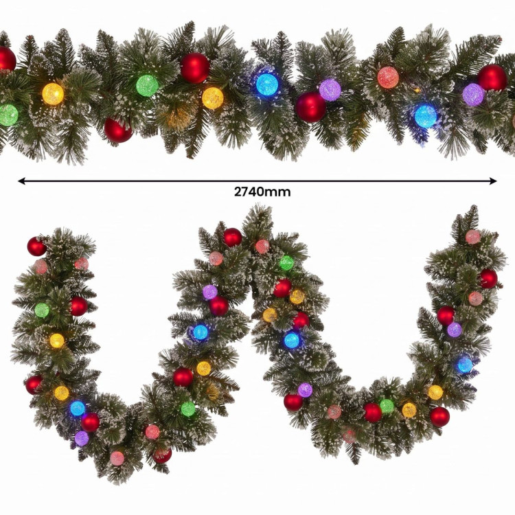 Christabelle Snowy Bristle Christmas 2pc Set 61cm Christmas Wreath and Garland with LED Lights Holiday Decor image 12