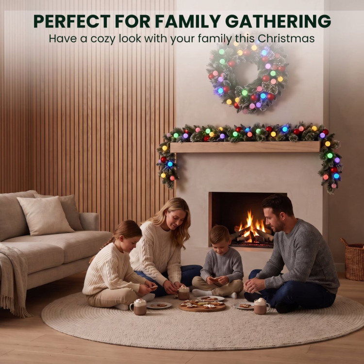 Christabelle Snowy Bristle Christmas 2pc Set 61cm Christmas Wreath and Garland with LED Lights Holiday Decor image 14