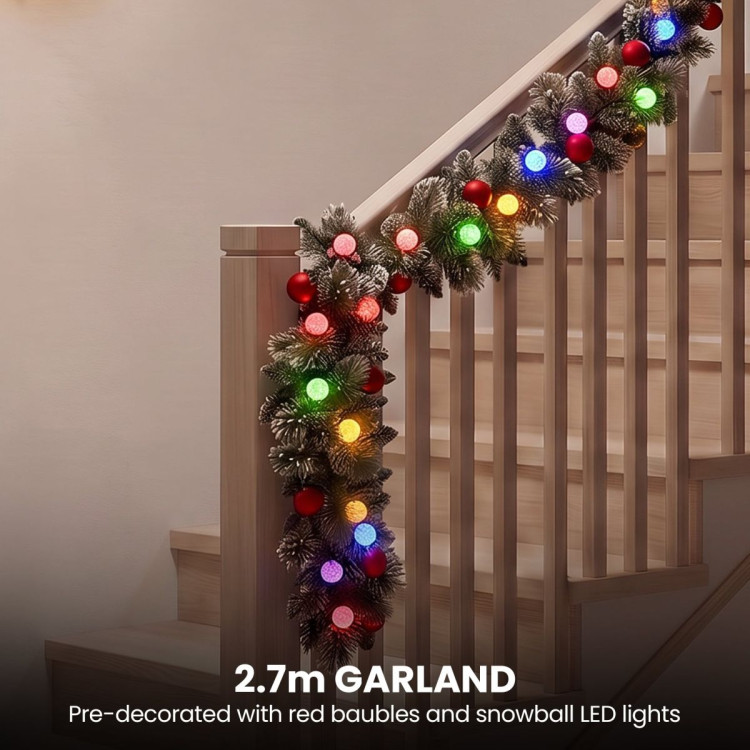 Christabelle Snowy Bristle Christmas 2pc Set 61cm Christmas Wreath and Garland with LED Lights Holiday Decor image 17