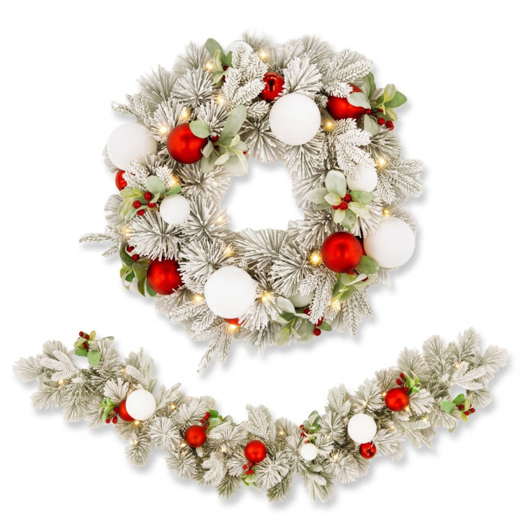 Christabelle 61cm Snowy Elegance Wreath 2.74m Snowy Elegance Garland