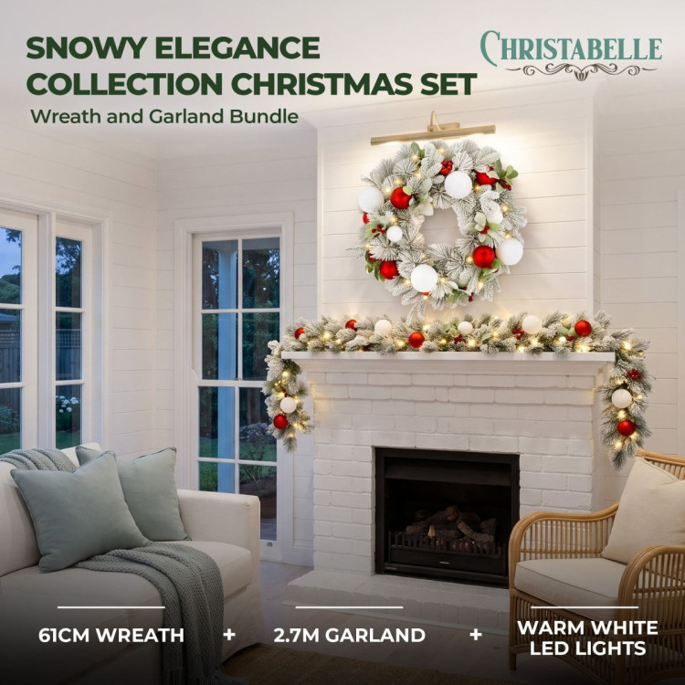 Christabelle 61cm Snowy Elegance Wreath 2.74m Snowy Elegance Garland image 3