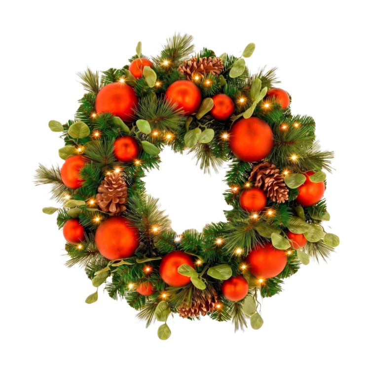 Christabelle Snowy Elegance Christmas 2pc Set 61cm Christmas Wreath and Garland with LED Lights Holiday Decor image 5
