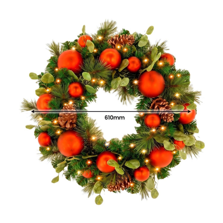 Christabelle Snowy Elegance Christmas 2pc Set 61cm Christmas Wreath and Garland with LED Lights Holiday Decor image 11