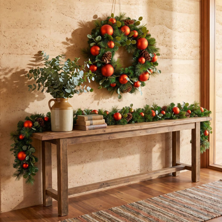 Christabelle Snowy Elegance Christmas 2pc Set 61cm Christmas Wreath and Garland with LED Lights Holiday Decor image 9