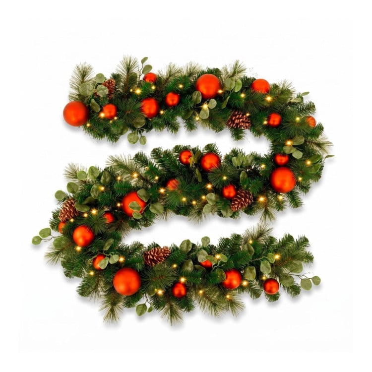 Christabelle Sable Fir Christmas 3pc Set 1.2m Potted Tree 61cm Wreath 2.74m Garland with Multicoloured LED Lights Decor image 16
