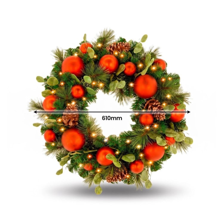 Christabelle Sable Fir Christmas 3pc Set 1.2m Potted Tree 61cm Wreath 2.74m Garland with Multicoloured LED Lights Decor image 18