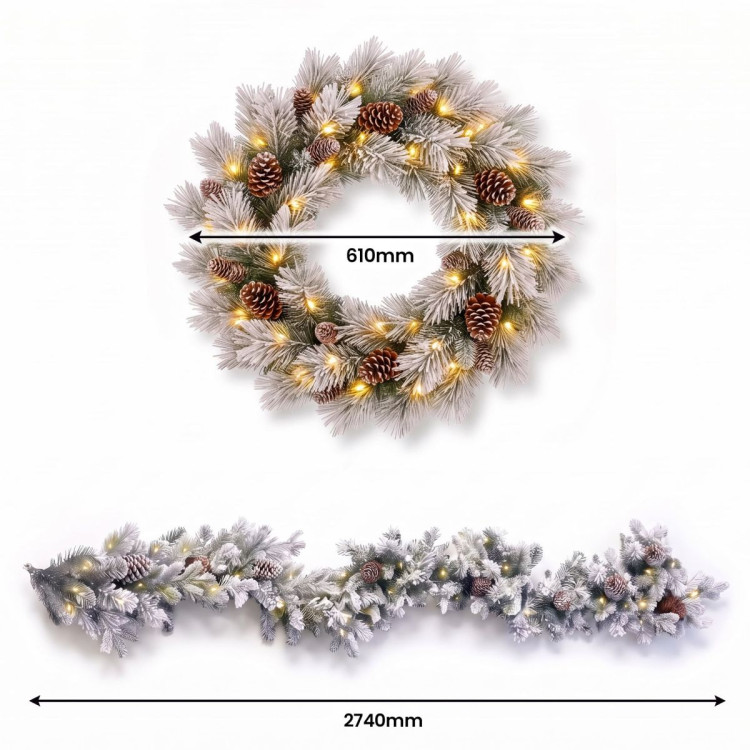 Christabelle 61cm Alpine Snow Wreath Pre-lit 2.74m Alpine Snow Christmas Garland image 5