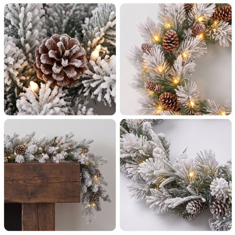 Christabelle 61cm Alpine Snow Wreath Pre-lit 2.74m Alpine Snow Christmas Garland image 7