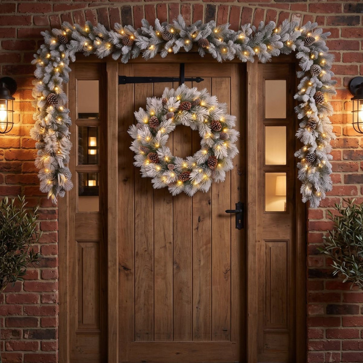 Christabelle 61cm Alpine Snow Wreath Pre-lit 2.74m Alpine Snow Christmas Garland image 10