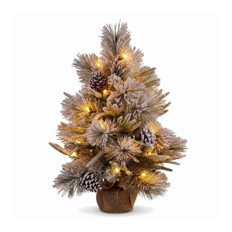 Christabelle 2ft Alpine Snow Potted Tree 61cm Alpine Snow Wreath 2.74m Alpine Snow Garland Pre-lit Holiday Decoration image 4