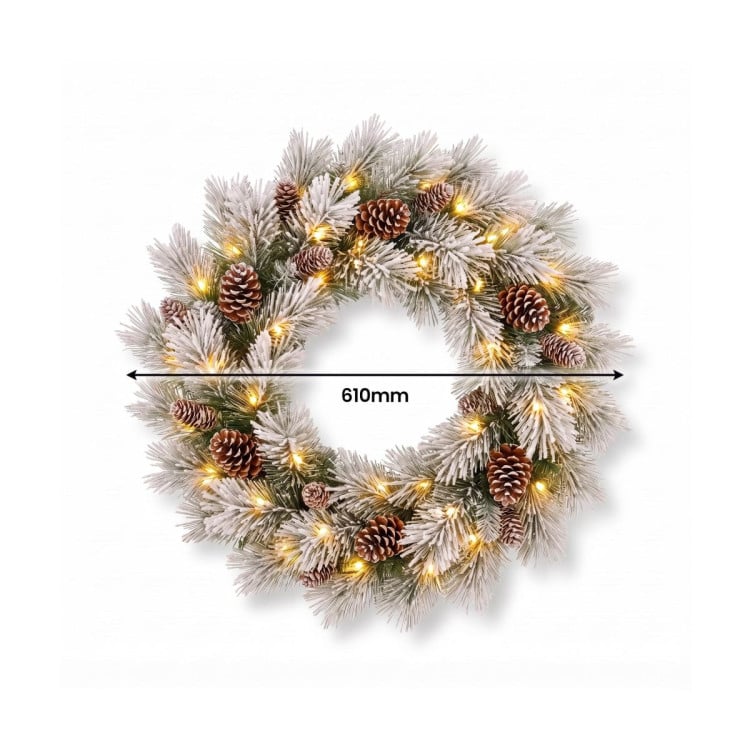 Christabelle 2ft Alpine Snow Potted Tree 61cm Alpine Snow Wreath 2.74m Alpine Snow Garland Pre-lit Holiday Decoration image 18