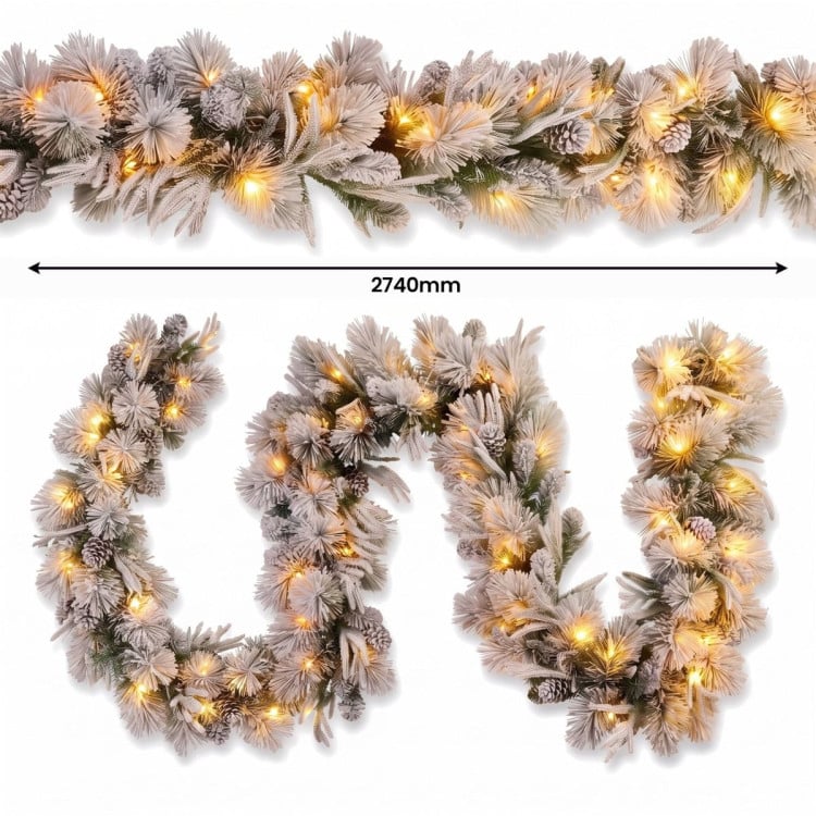 Christabelle 2ft Alpine Snow Potted Tree 61cm Alpine Snow Wreath 2.74m Alpine Snow Garland Pre-lit Holiday Decoration image 19