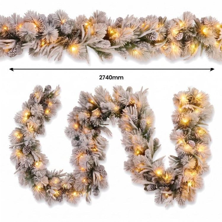 Christabelle Alpine Snow Christmas 3pc Set 2.3m Christmas Tree Garland and Teardrop with LED Lights Holiday Decor image 19