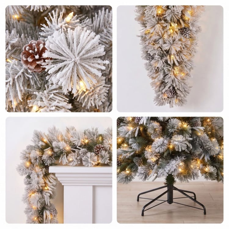 Christabelle Alpine Snow Christmas 3pc Set 2.3m Christmas Tree Garland and Teardrop with LED Lights Holiday Decor image 6