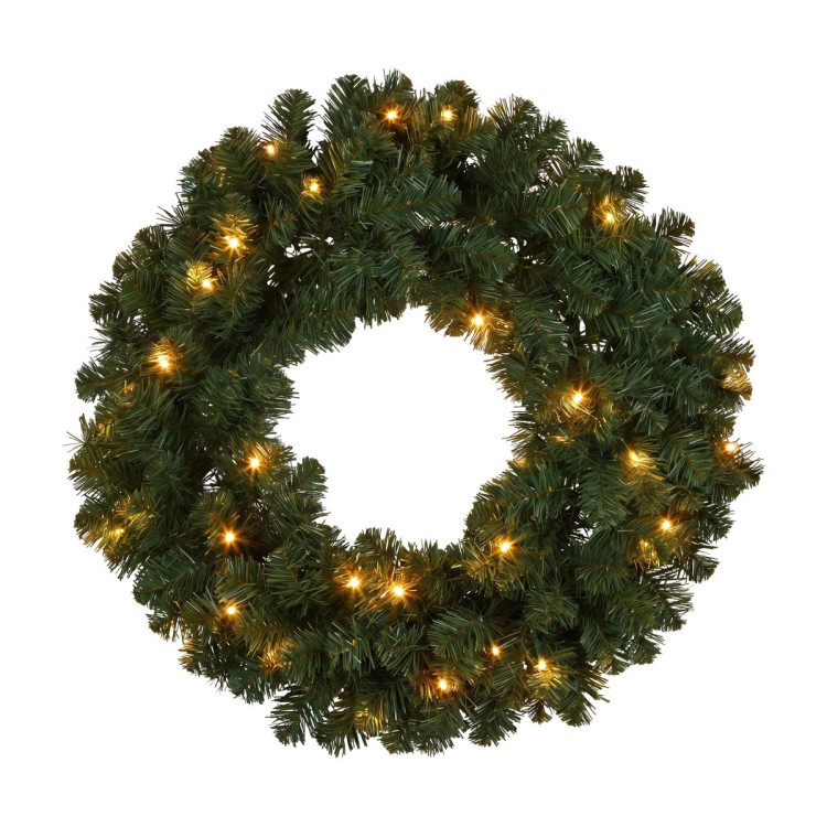 Christabelle Pre-Lit Highland Pine Wreath 61cm and Garland 2.74m Warm White LED Battery Timer Decoration image 4