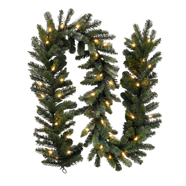 Christabelle Pre-Lit Highland Pine Wreath 61cm and Garland 2.74m Warm White LED Battery Timer Decoration image 5