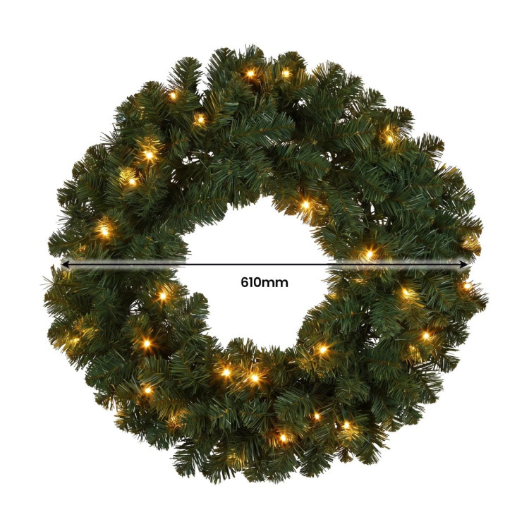 Christabelle Pre-Lit Highland Pine Wreath 61cm and Garland 2.74m Warm White LED Battery Timer Decoration image 16