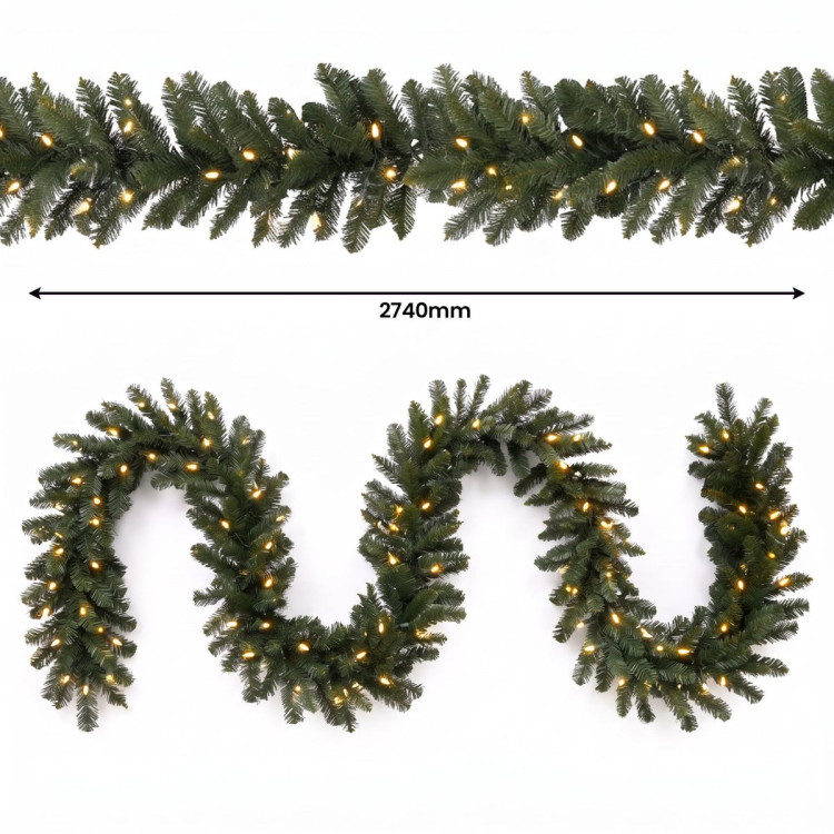Christabelle Pre-Lit Highland Pine Wreath 61cm and Garland 2.74m Warm White LED Battery Timer Decoration image 17