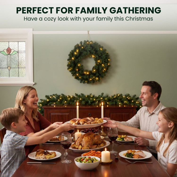Christabelle Pre-Lit Highland Pine Wreath 61cm and Garland 2.74m Warm White LED Battery Timer Decoration image 12