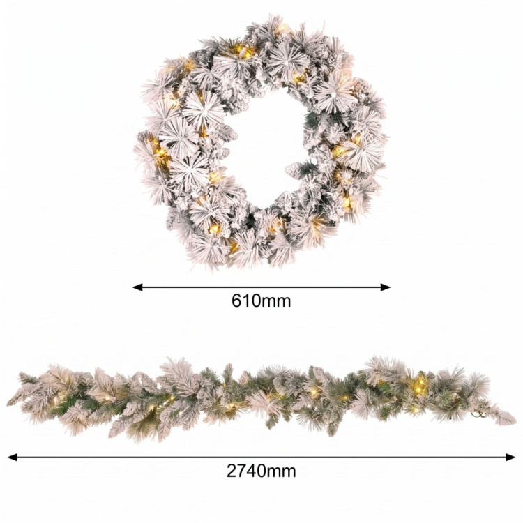 Christabelle Snowy Dorset Pine Christmas 2pc Set 61cm Christmas Wreath and Garland with LED Lights Holiday Decor image 4