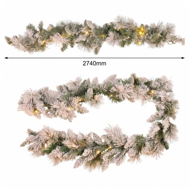 Christabelle Snowy Dorset Pine Christmas 2pc Set 61cm Christmas Wreath and Garland with LED Lights Holiday Decor image 12