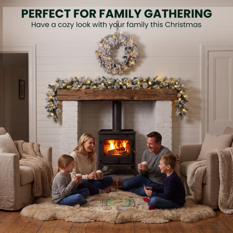 Christabelle Snowy Dorset Pine Christmas 2pc Set 61cm Christmas Wreath and Garland with LED Lights Holiday Decor image 15