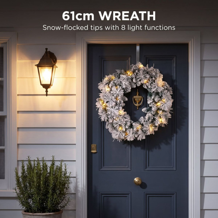 Christabelle Snowy Dorset Pine Christmas 2pc Set 61cm Christmas Wreath and Garland with LED Lights Holiday Decor image 16
