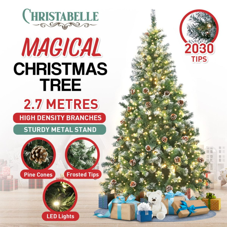 Christabelle 2.7m Pre Lit LED Christmas Tree with Pine Cones image 3