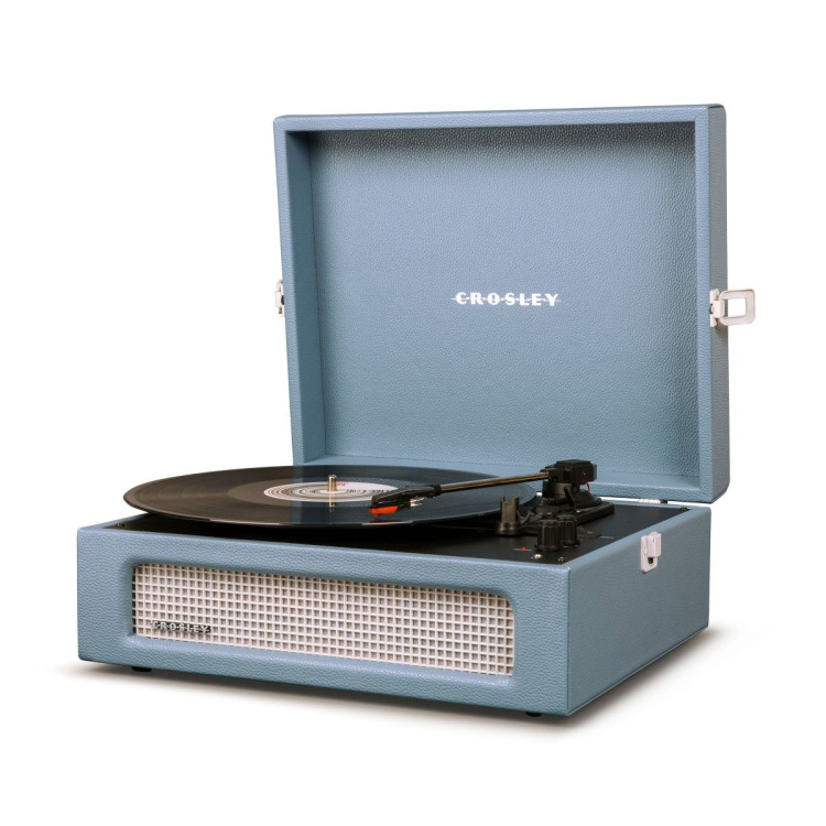 Crosley Voyager Bluetooth Portable Turntable - Washed Blue + Bundled Record Storage Crate image 3