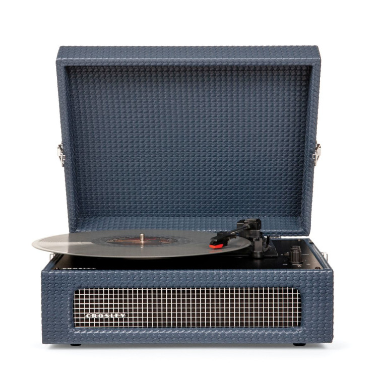 Voyager Navy - Bluetooth Portable Turntable  & Record Storage Crate image 3