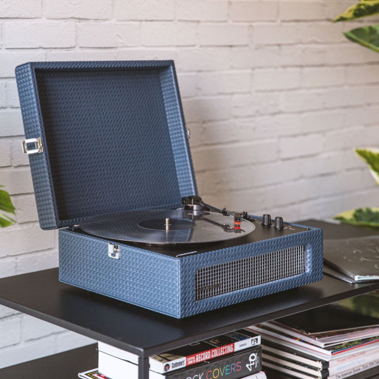 Voyager Navy - Bluetooth Portable Turntable  & Record Storage Crate image 5