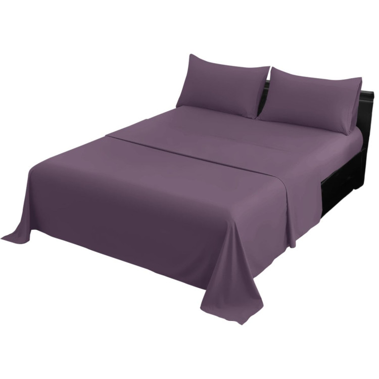 1000 Thread Count Cotton Rich Lilac Double Bed Sheet Set 4 Piece, Soft Feel Microfibre Blend, Solid Colour image 3