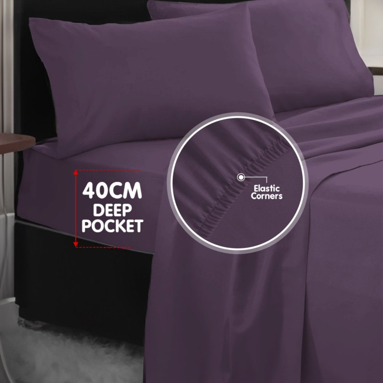 1000 Thread Count Cotton Rich Lilac Double Bed Sheet Set 4 Piece, Soft Feel Microfibre Blend, Solid Colour image 8