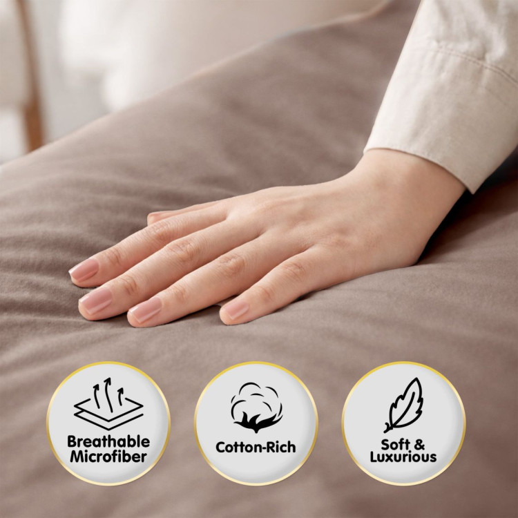 1000 Thread Count Cotton Rich Linen Double Bed Sheet Set 4 Piece, Soft Feel Microfibre Blend, Solid Colour image 4