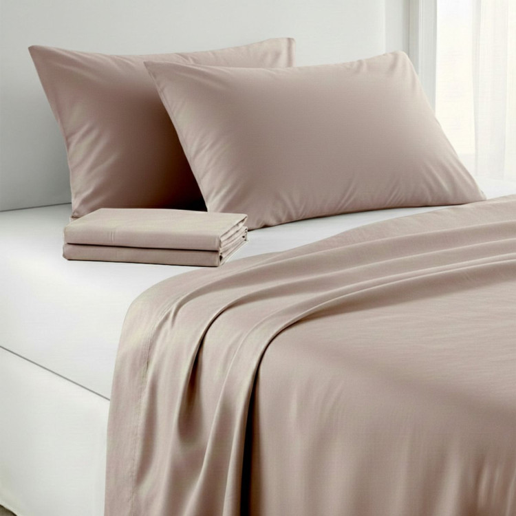 1000 Thread Count Cotton Rich Linen Double Bed Sheet Set 4 Piece, Soft Feel Microfibre Blend, Solid Colour image 7