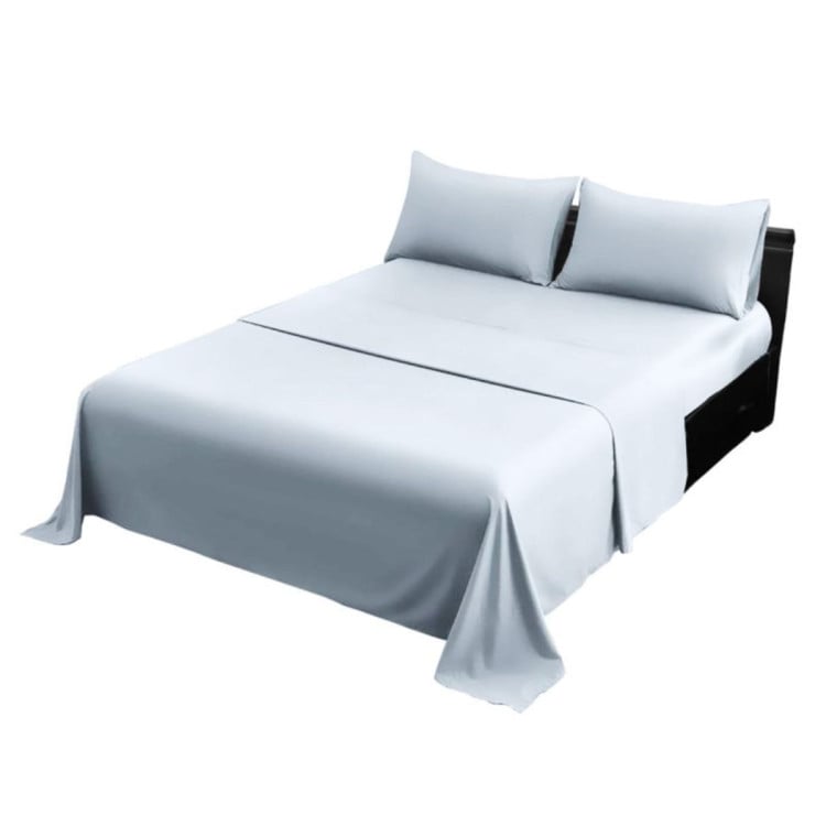 1000 Thread Count Cotton Rich Pale Blue Double Bed Sheet Set 4 Piece, Soft Feel Microfibre Blend, Solid Colour image 3
