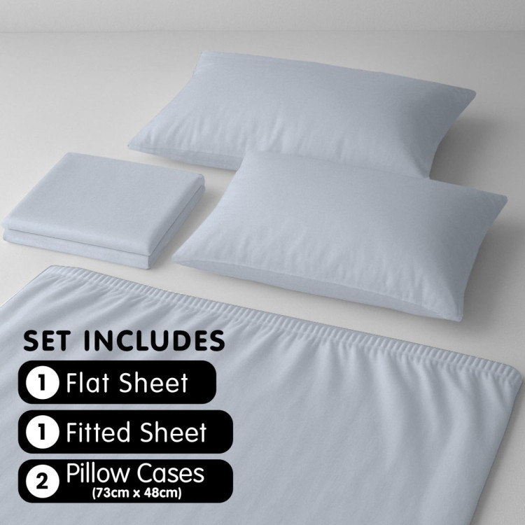 1000 Thread Count Cotton Rich Pale Blue Double Bed Sheet Set 4 Piece, Soft Feel Microfibre Blend, Solid Colour image 6