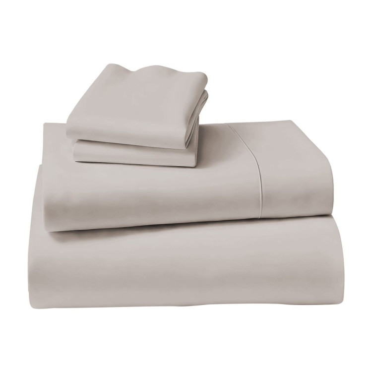 1000 Thread Count Cotton Rich Silver Double Bed Sheet Set 4 Piece, Soft Feel Microfibre Blend, Solid Colour