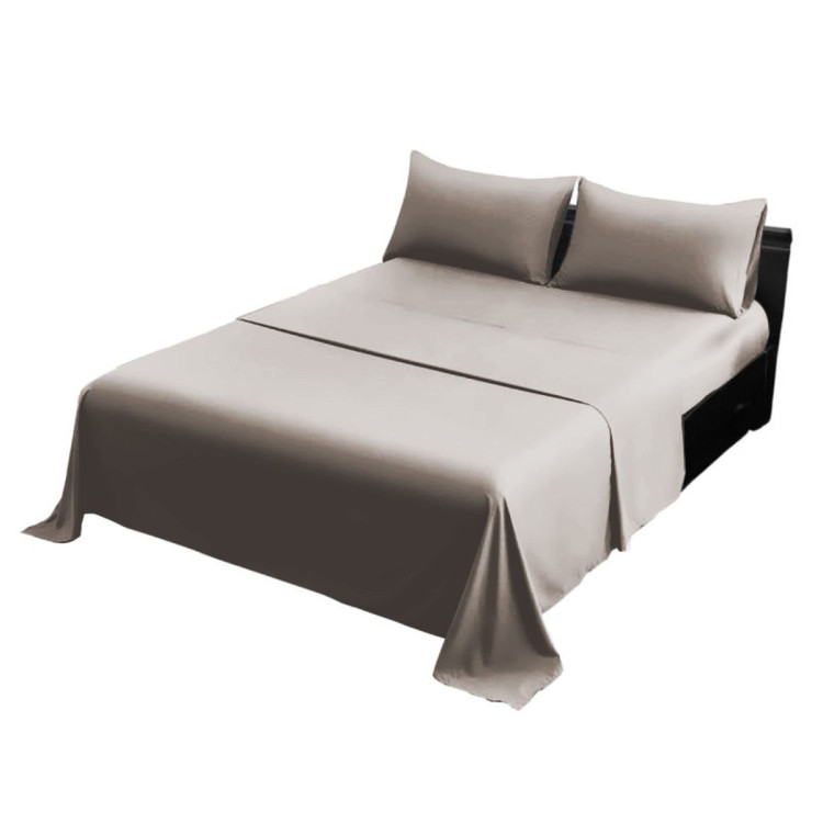 1000 Thread Count Cotton Rich Silver Double Bed Sheet Set 4 Piece, Soft Feel Microfibre Blend, Solid Colour image 3