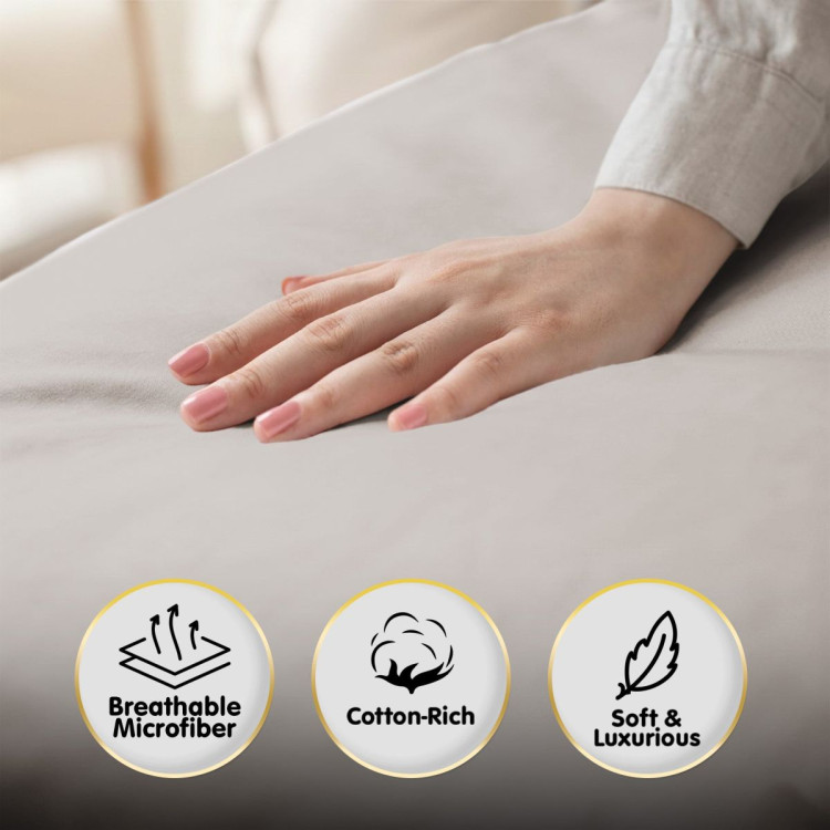 1000 Thread Count Cotton Rich Silver Double Bed Sheet Set 4 Piece, Soft Feel Microfibre Blend, Solid Colour image 4