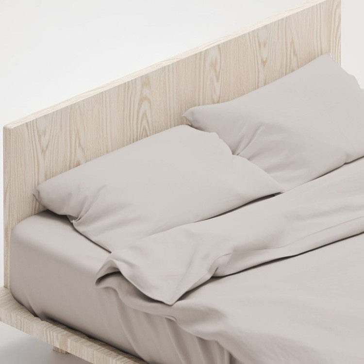 1000 Thread Count Cotton Rich Silver Double Bed Sheet Set 4 Piece, Soft Feel Microfibre Blend, Solid Colour image 5