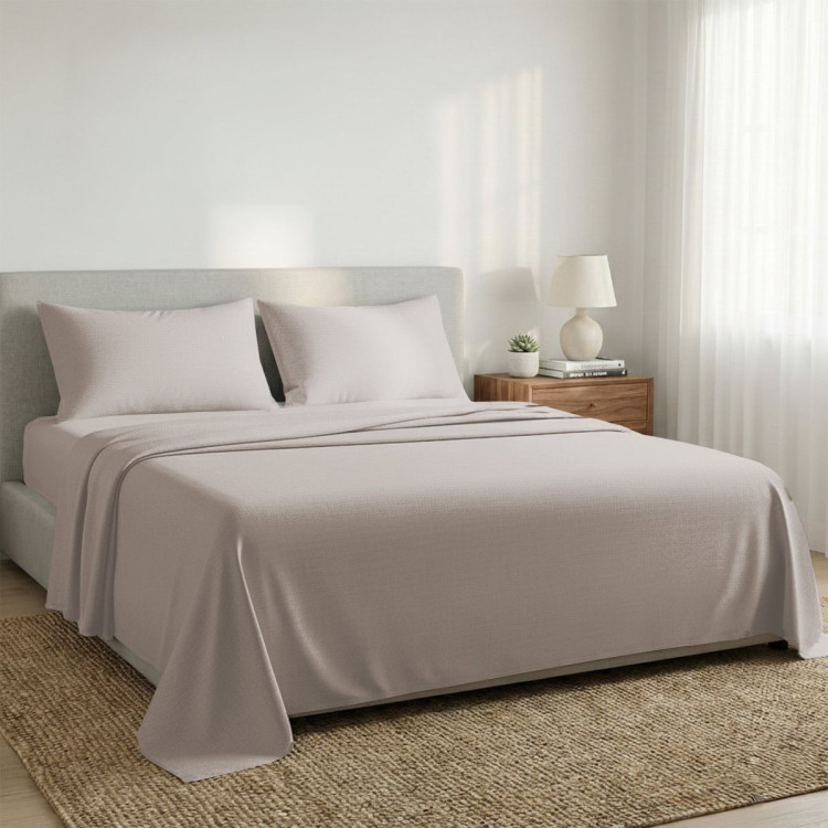 1000 Thread Count Cotton Rich Silver Double Bed Sheet Set 4 Piece, Soft Feel Microfibre Blend, Solid Colour image 9