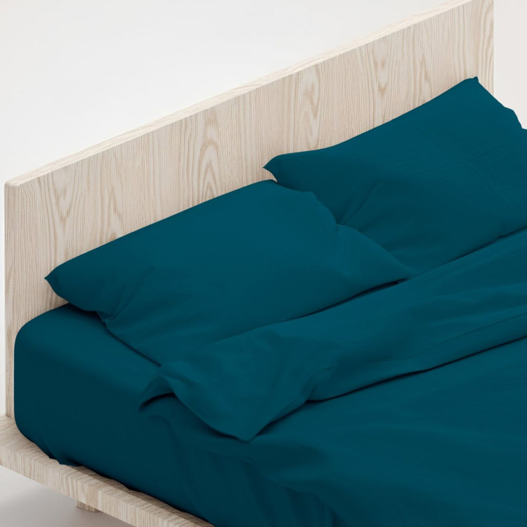 1000 Thread Count Cotton Rich Teal Double Bed Sheet Set 4 Piece, Soft Feel Microfibre Blend, Solid Colour image 4