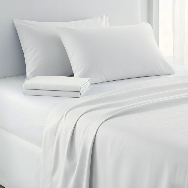 1000 Thread Count Cotton Rich Double Bed Sheet Set 4 Piece in White image 8