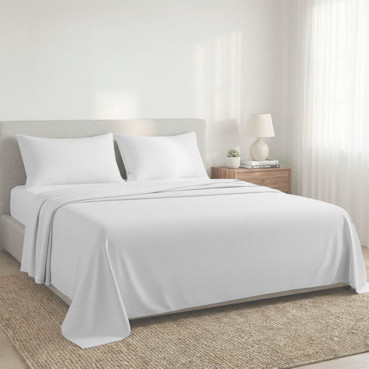 1000 Thread Count Cotton Rich Double Bed Sheet Set 4 Piece in White image 10
