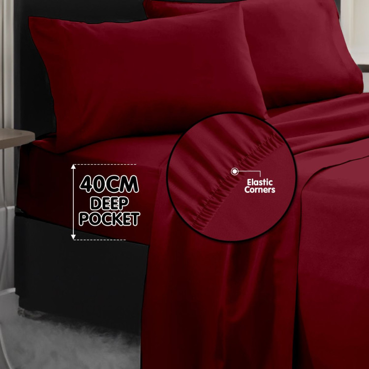 1000 Thread Count Cotton Rich King Bed Sheets 4-Piece Set in Burgundy image 9