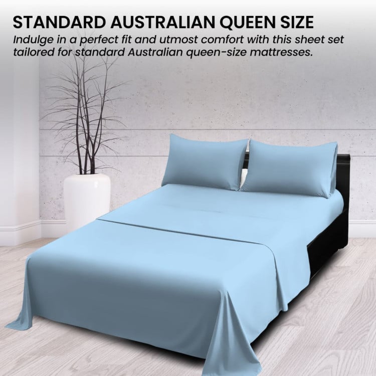 1000 Thread Count Cotton Rich King Bed Sheets 4-Piece Set in Blue image 5